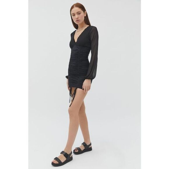 Tiger Mist Magnolia Ruched Bodycon Mini Dress Black Small - Picture 2 of 10